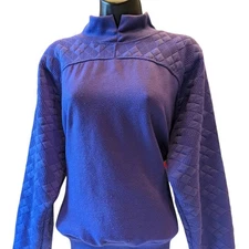 Vintage Gitano Sweatshirt Women Medium/Large Purple Quilted Pullover Mock Neck