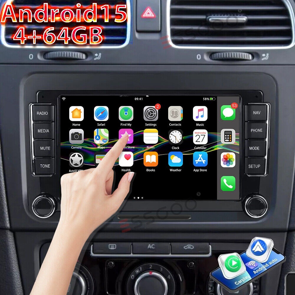 Android 15 Apple CarPlay For VW GOLF MK5 MK6 7