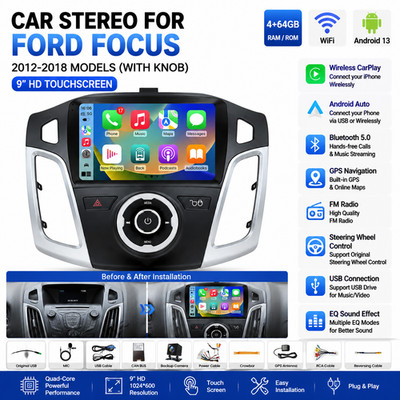 Radio For 2012-2018 Ford Focus Carplay Back Camera GPS Navigation FM RDS