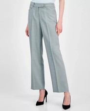 Tahari ASL Heathered Mid Rise L-Pocket Pants Women's 4 Eucalyptus Zip Hook & Bar