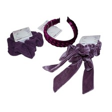 Hair Accessories Bundle Purple Lovers Headband Scrunchie Bows Velour