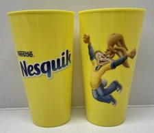 Nestle Nesquik Chocolate Milk x2 Plastic Yellow Tumbler Cups (NEW Limited) Bunny