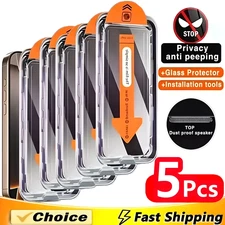 5Pcs Privacy Anti-Spy Screen Protector Easy Install for iPhone 11 12 13 14 15 16