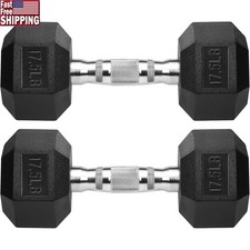 Rubber Hex Dumbbells Cast Iron Ergonomic Grip Weight Training Exercise New
