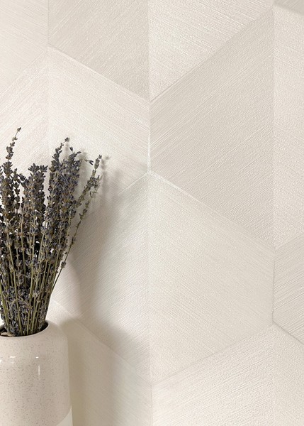 Newroom Vliestapete Weiß 3D Rauten Geometrisch Modern Wohnzimmer Schlafzimmer-image
