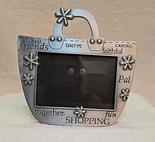 BEST FRIENDS SHOPPING FRAME HOLDS 5” X 3.5” PHOTO PURSE SHAPED METAL