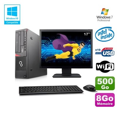 Lot PC Fujitsu E720 E85+ G3220 3GHz 8GB 500GB Brenner WIFI W7 + Bildschirm 17''