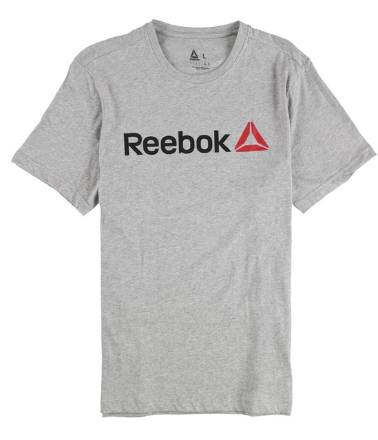 Reebok Mens Linear Graphic T-Shirt, grayredblk, L