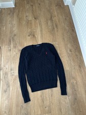 Polo Ralph Lauren women's 3D Cable Knit Black Sweater V-Neck Size: S