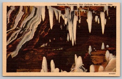Ohio Caverns Helactite Formations Linen Postcard West Liberty