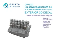 1/32 Quinta 3D Interior Decal #QP32022 Daimler-Mercedes D.III Electrical Wiring