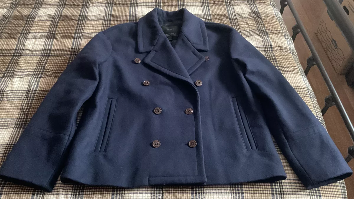 J Crew Melton Wool Blend Relaxed Fit Peacoat Coat 10 Navy | eBay