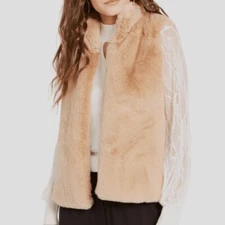 Thalia Sodi Faux Fur Vest Natural Size Large