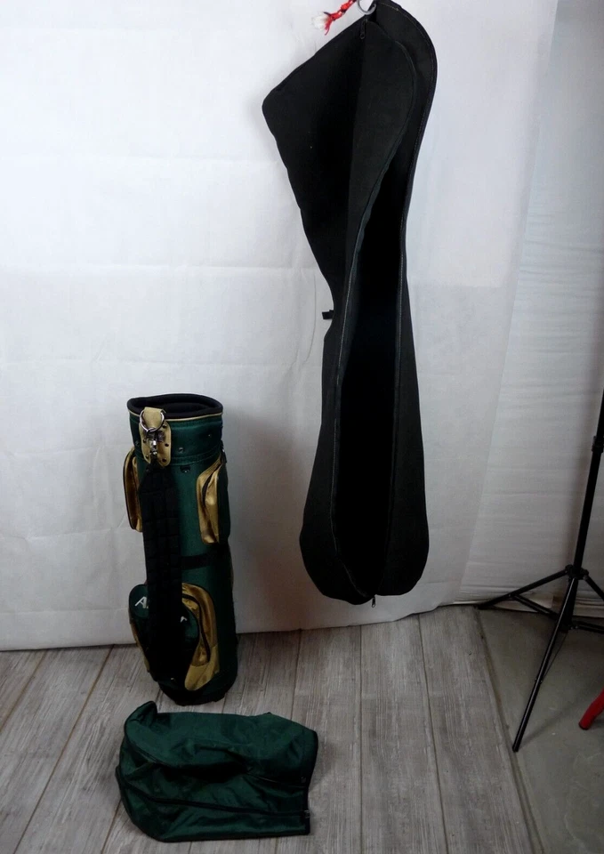 Bolsa de golfe Armour 6 divisórias carrinho vintage verde/dourado com capa de chuva e estojo de viagem - Imagem 3 de 4