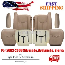 For 2003-2006 Chevy Silverado Driver & Passenger Seat Cover Med Tan W/ Foam Pad