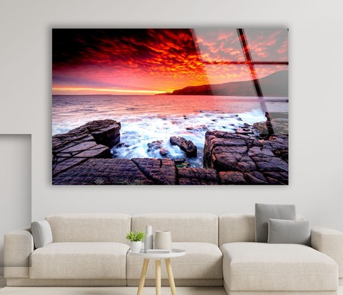 Arte de pared de vidrio rojo cielo por la noche - Imagen 4 de 10
