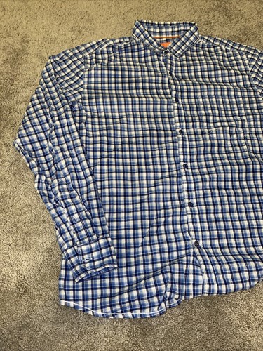 Herren blau leicht Baumwolle kariert Flanell Hemd Slim Fit Scullers große Knöpfe - Bild 3 von 8