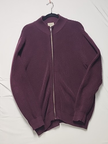 Men’s LL Bean Outdoor Full Zip Knit 100% Cotton Cowichan Sweater sz XL Red