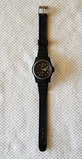 Timex Analog Black-out Date Watch Silicone Band 6"-8" New Battery
