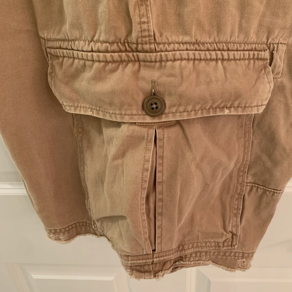 Мужские шорты-карго American Rag Cie 38 плоские спереди бежевые хаки хлопок искусственно состаренные - Изображение 2 из 4