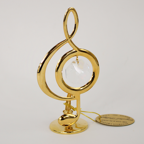 Treble Clef Note 24K Gold / Chrome Austrian Crystals Mascot Inc. USA 3 Inches - Picture 4 of 4