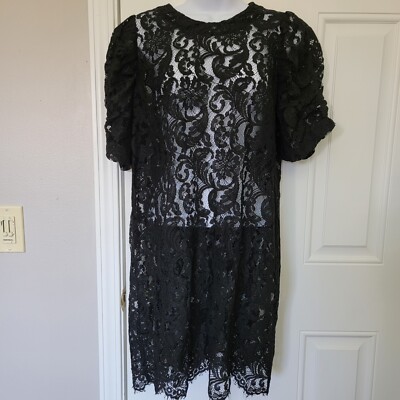 aritzia black lace dress Aritzia Wilfred Black Lace Overlay Mini Slip Dress -