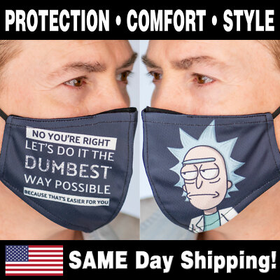 Large Rick Face Mask   INCLUDES 2 FILTERS!