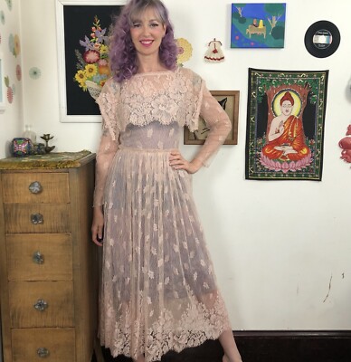 Vintage Pink Lace Dress, 1970s Semi Formal Cottagecore Lace Dress, Sz S | eBay Vintage Pink Lace Dress, 1970s Semi Formal Cottagecore Lace Dress, Sz S | eBay