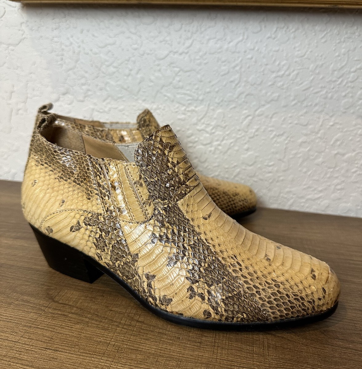 VTG Women’s Giorgio Brutini Python Snakeskin Natural Ankle Booties US9 EU39  NWOB