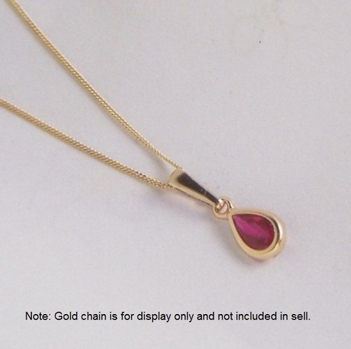 9ct Real Gold Small Teardrop RUBY Pendant Charm July Birthstone B'day GIFT BOX - Picture 3 of 4