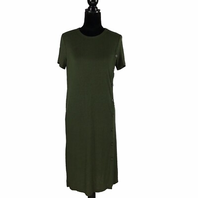 green emerald velvet dress Green 1960s V-Neck Ripple Solid Dress main image 1