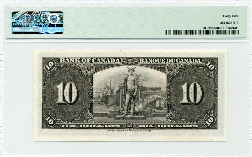 1937 $10 Bank of Canada, BC-24b - Choice Extremely Fine, PMG EF45 - Image 2 of 2