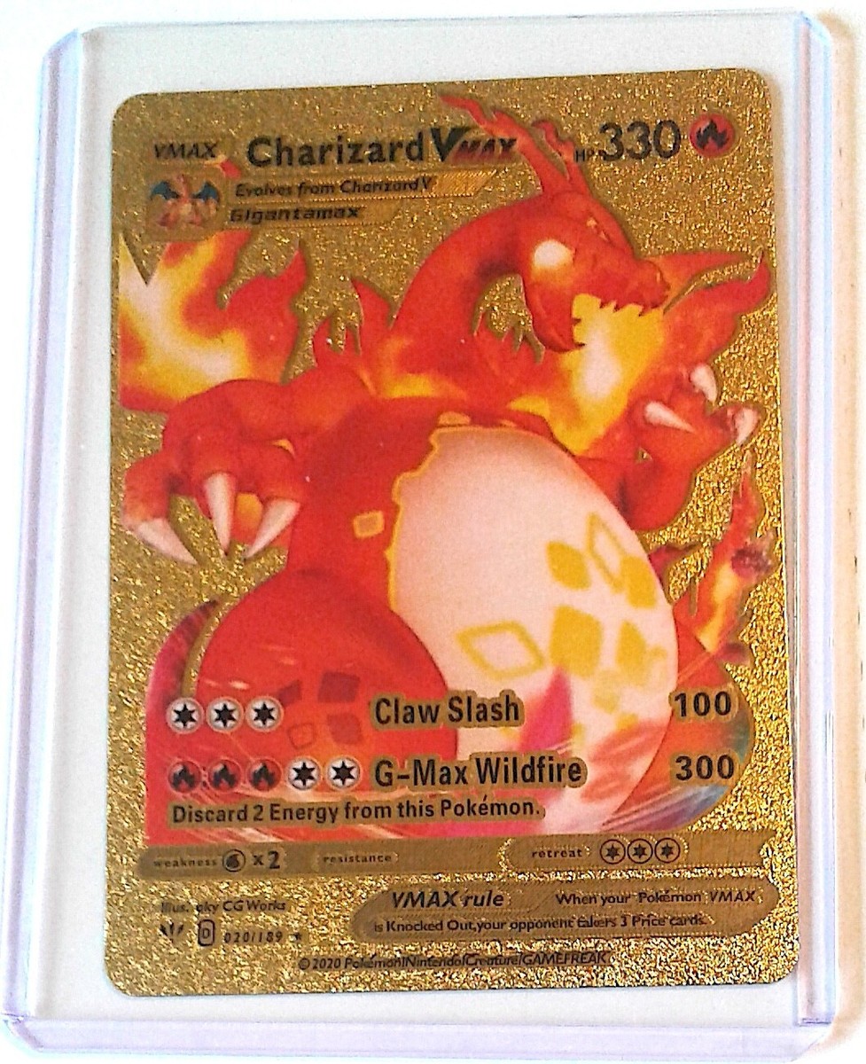 2020 CHARIZARD VMAX 020/189 GOLD FOIL FULL ART FAN ART VARIATION