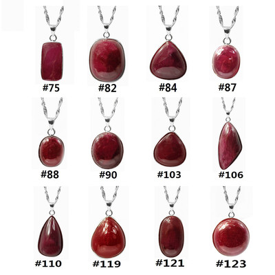 De Buman Sterling Silver Ruby Pendant Necklace With 18-Inch Chain