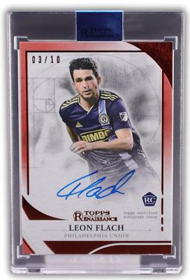 Leon Flach 2022 Topps Renaissance Engravement Autographs Ruby EA-LF10 /10