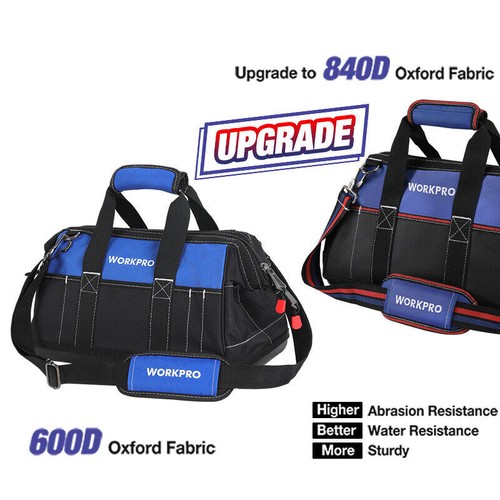 WORKPRO 18 inch Tool Bag Wide Mouth/2PC-13''&18'' Tool Bags Heavy Duty Storage - Picture 12 of 23