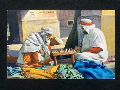 ''Schachspieler'' Zwei Araber spielen Schach Vintage Postkarte A20