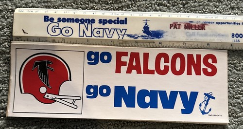 NFL Atlanta FALCONS “go FALCONS go Navy” VNTG 1970's Team Logo Bumper Sticker