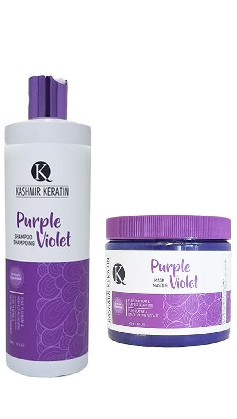 Purple Violet Shampoo Plus Mask Set by Kashmir Keratin (16oz ea)
