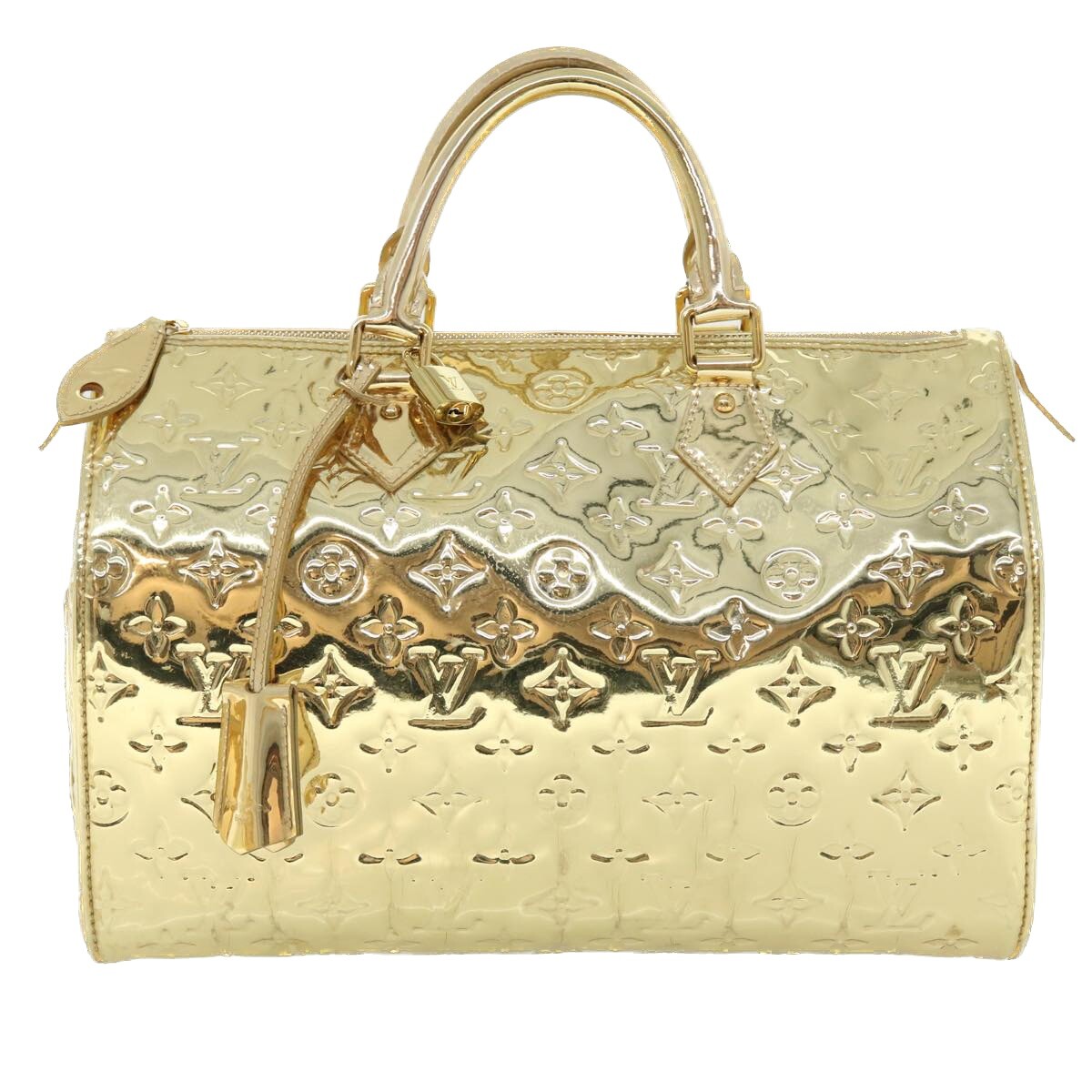LOUIS VUITTON Monogram Miroir Speedy 30 Hand Bag Gold Dore M95272