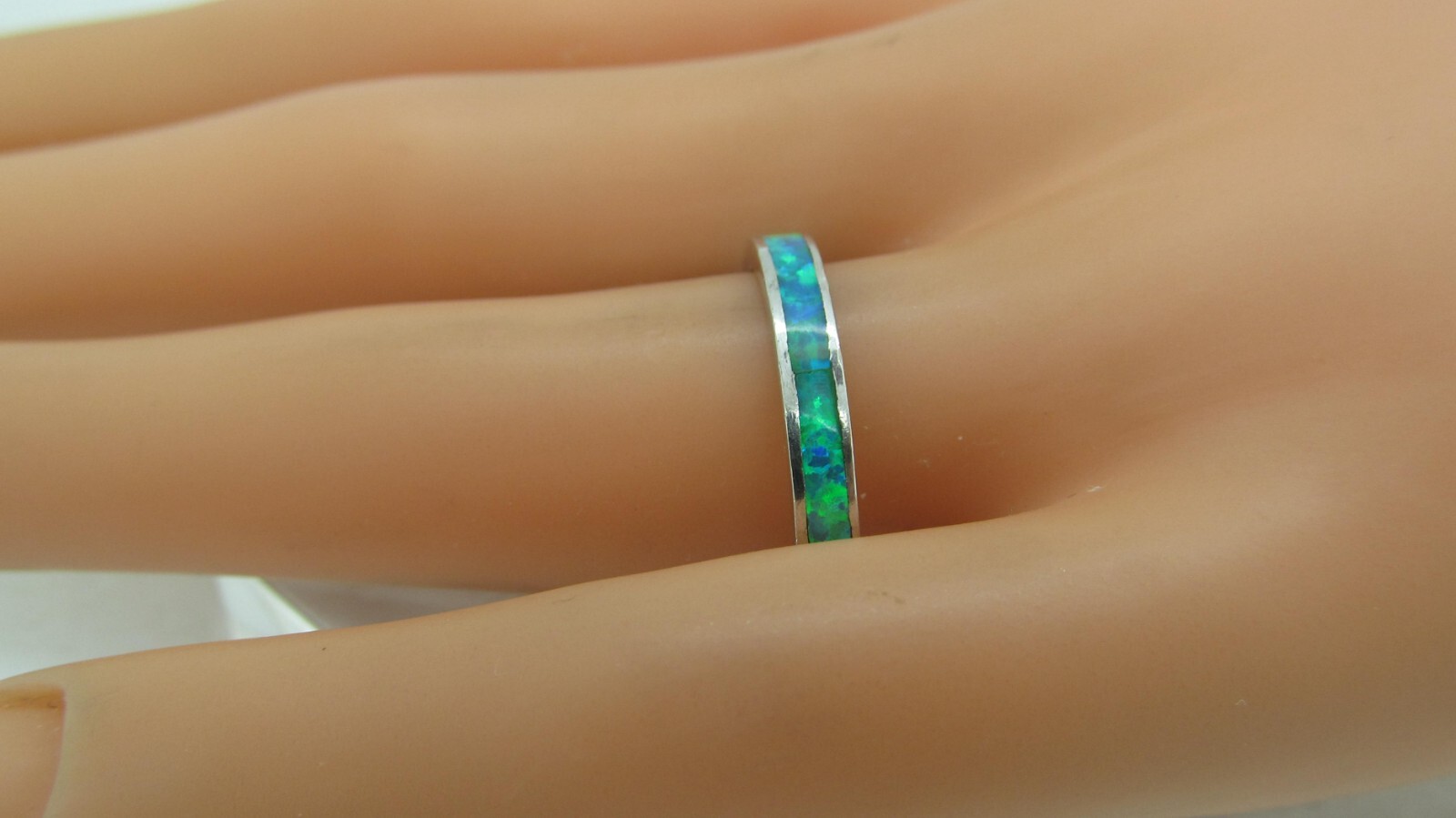 Sterling Silver .925 OPALITE INLAY STACK BAND RIN… - image 12