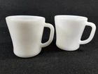 2 Vintage White  Federal Milk Glass Coffee Cups  D Handle Vintage