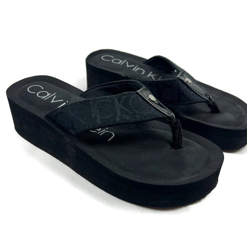 Calvin klein flip top flops womens black