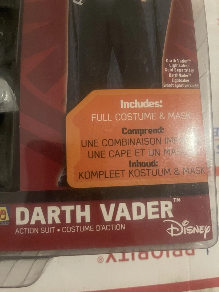 Disney Star Wars Darth Vader Full Costume & Mask 3-Pc Set Suit Size 8-10 Sealed - Image 2 of 4