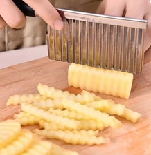 2×Stainless Steel Potato Cutter Chip Salad Vegetable Crinkle Wavy Cutter Tool 