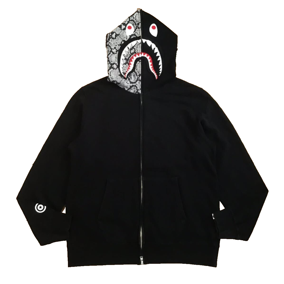 2013 BAPE Snake shark full zip hoodie Black A Bathing Ape Size XL