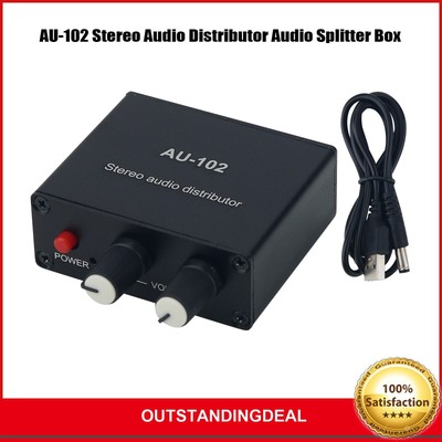 AU-102 Stereo Audio Distributor Audio Splitter Box Supporting 1 Input 2 Outputs