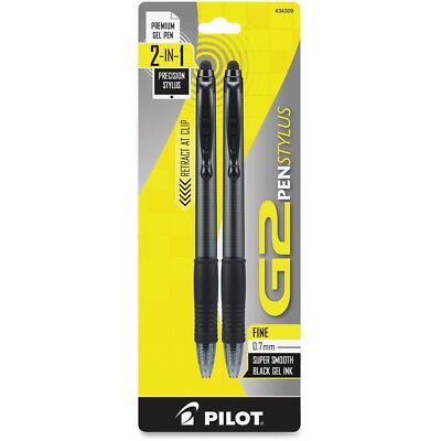 	PILOT G2 Pen Stylus Fine Black Ink with Gray Barrel 2-Pack 34309	