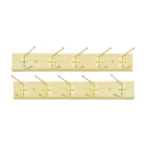 5 Hooks Wooden Coat Clothes Door Holder Rack Key Hooks Wall Mounted Hanger 2pcs - Picture 3 of 12