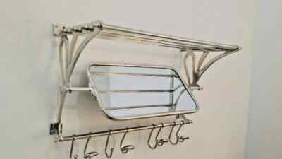 Hall Luggage Wall Mounted Rack Mirror Aluminum Bathroom rack Shelf Hooks